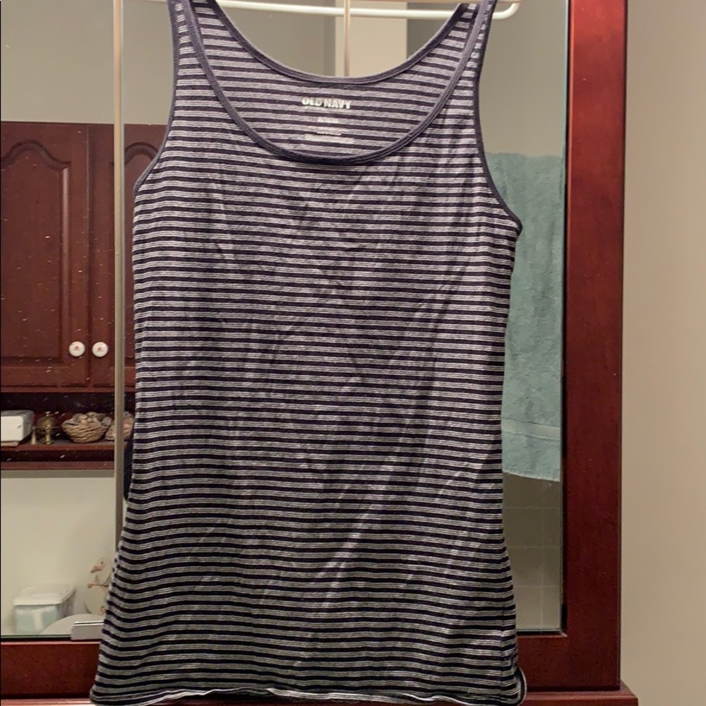 Old Navy Black and White Striped Tank Top Size XL
